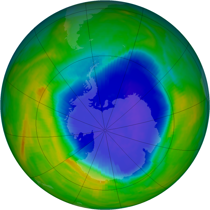 Antarctic ozone map for 08 October 1985